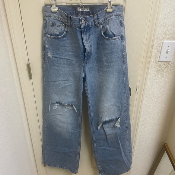 pull & bear 90s wide leg distressed jeans - Picture 2 of 4